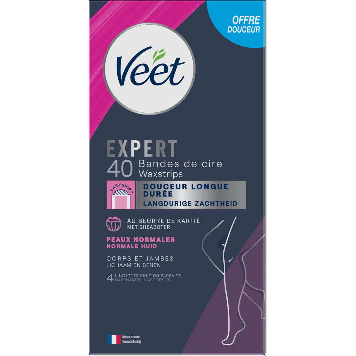 Veet voskové prúžky na telo a nohy, 40 ks