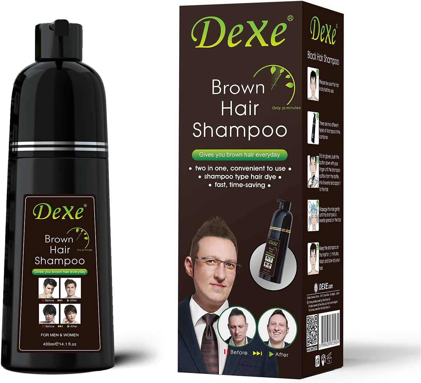 Dexe instantný šampón na hnedé vlasy 400ml