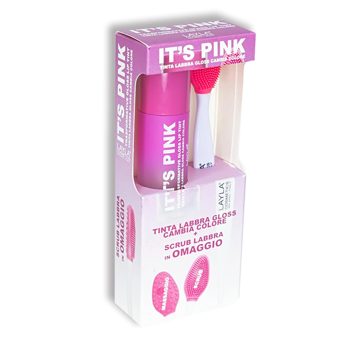 LAYLA Cosmetics IT´S PINK lesk na pery a sada na čistenie