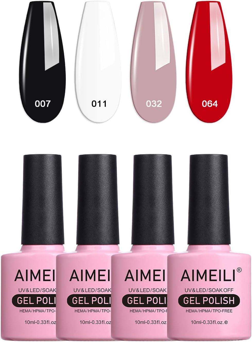 AIMEILI Soak Off UV LED gélový lak na nechty, 4 x 10ml-set4-19-otvorené