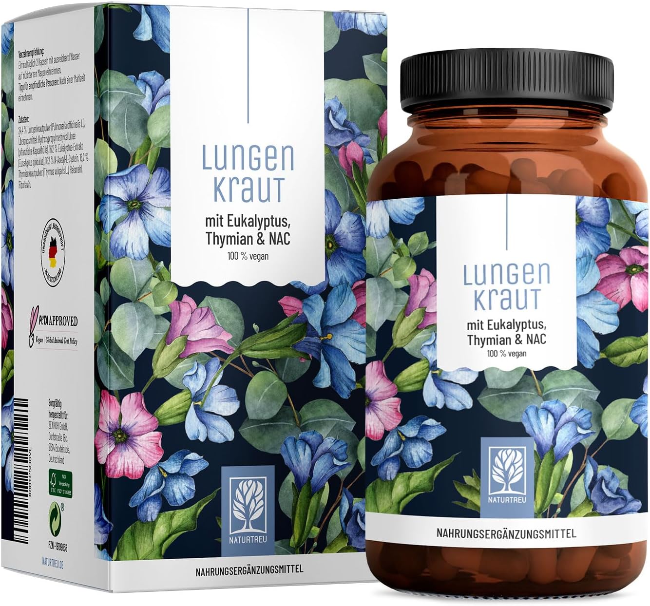 Naturtreu Lungen Kraut Pľúcnikové kapsuly – balenie 120 ks