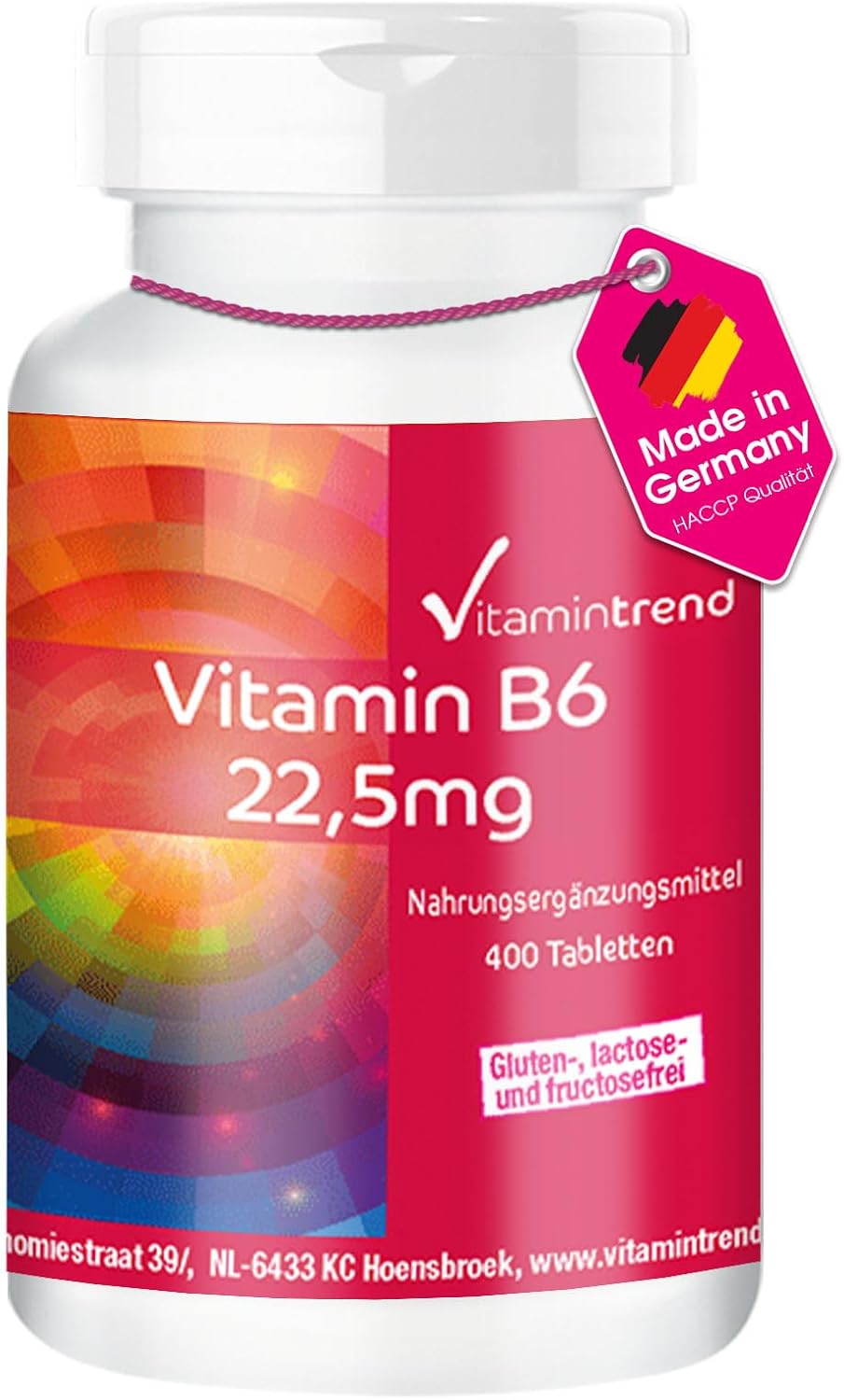 Vitamintrend Vitamín B6 22,5 mg – 400 tabliet Exp.: 2026+