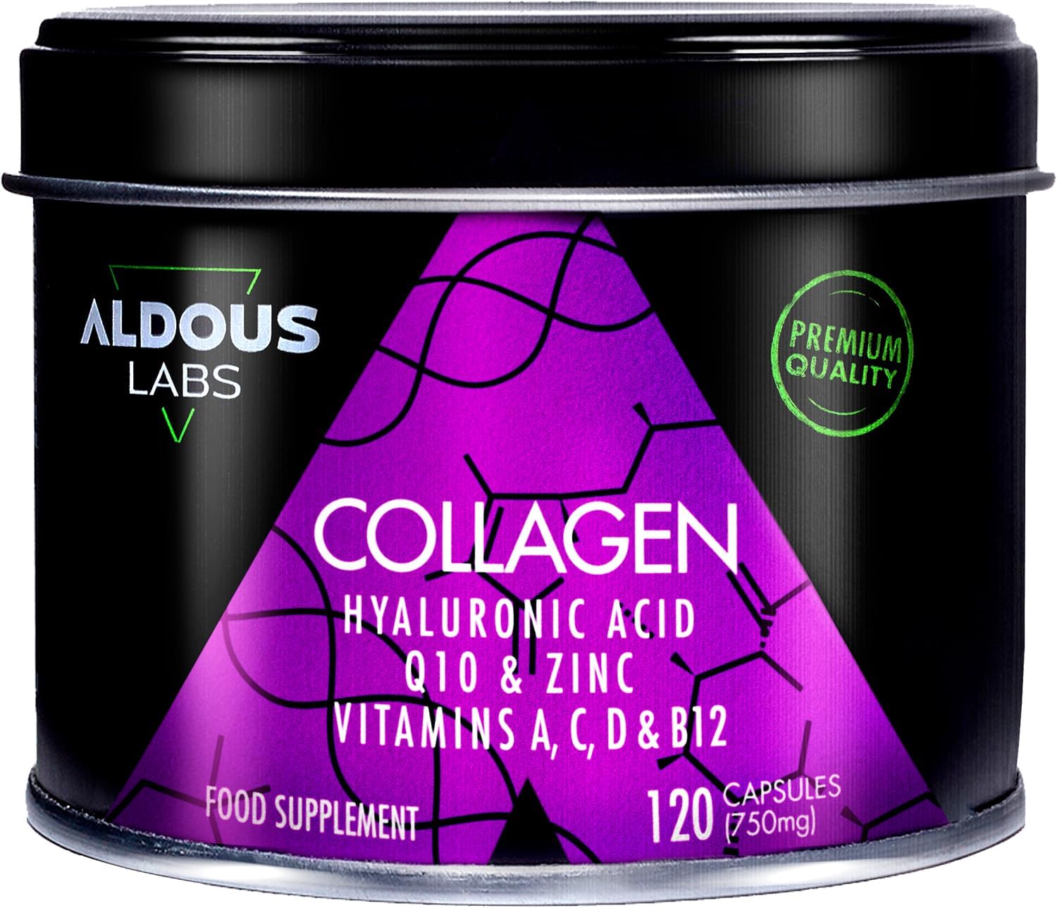 Aldous labs Kolagén + kyselina hyalurónová + koenzým Q10 + vitamíny a B12 + zinok 120 kapsúl
