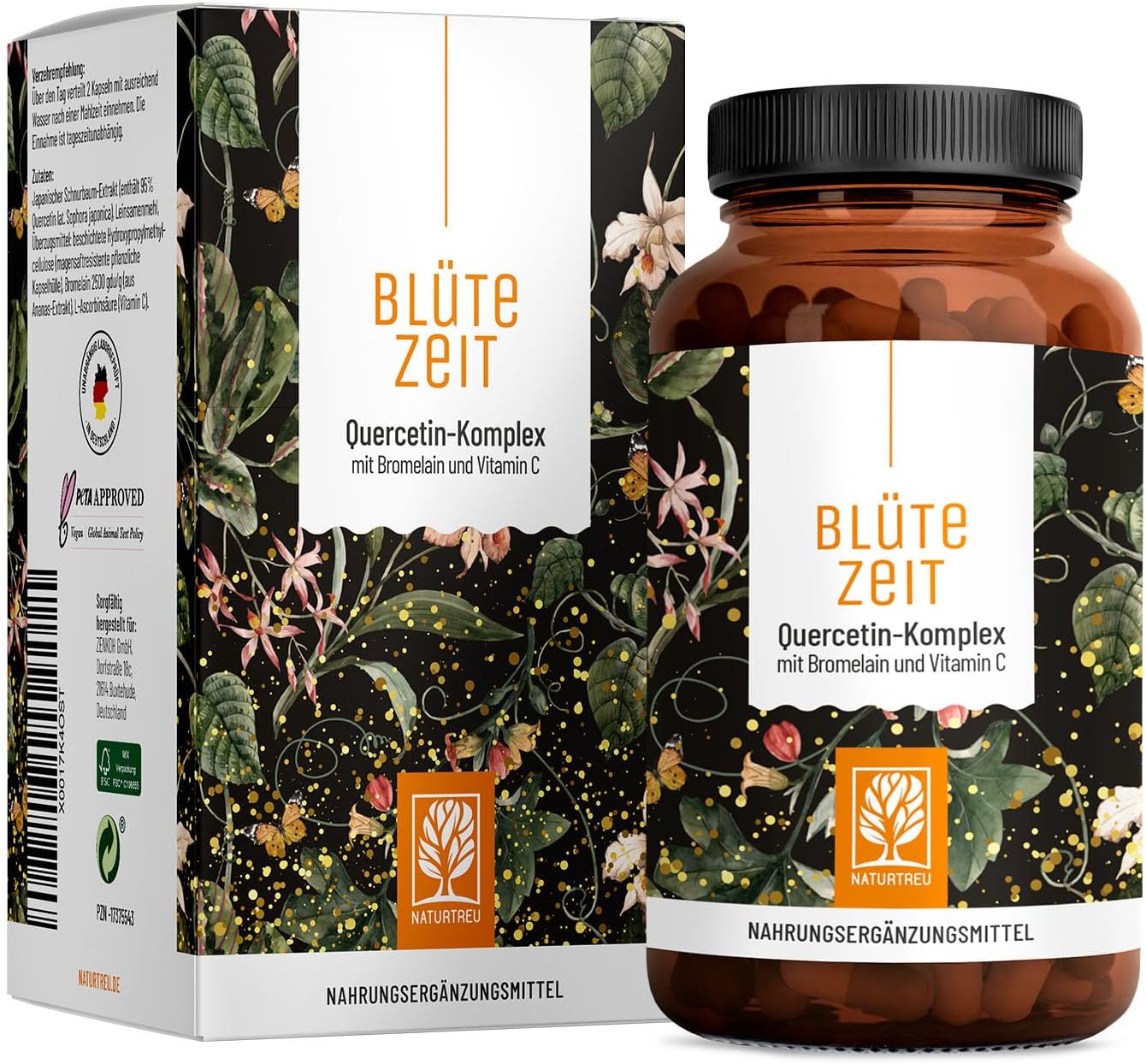 Naturtreu blüte zeit Quercetin a Bromelain komplex 120 kapsúl