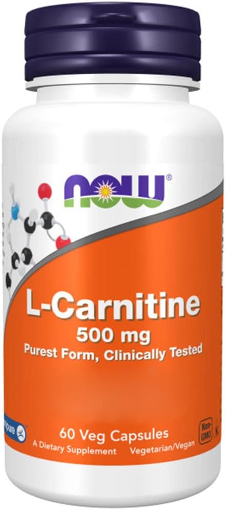 NOW potravinové doplnky, L-karnitín, 500 mg, 60 kapsúl