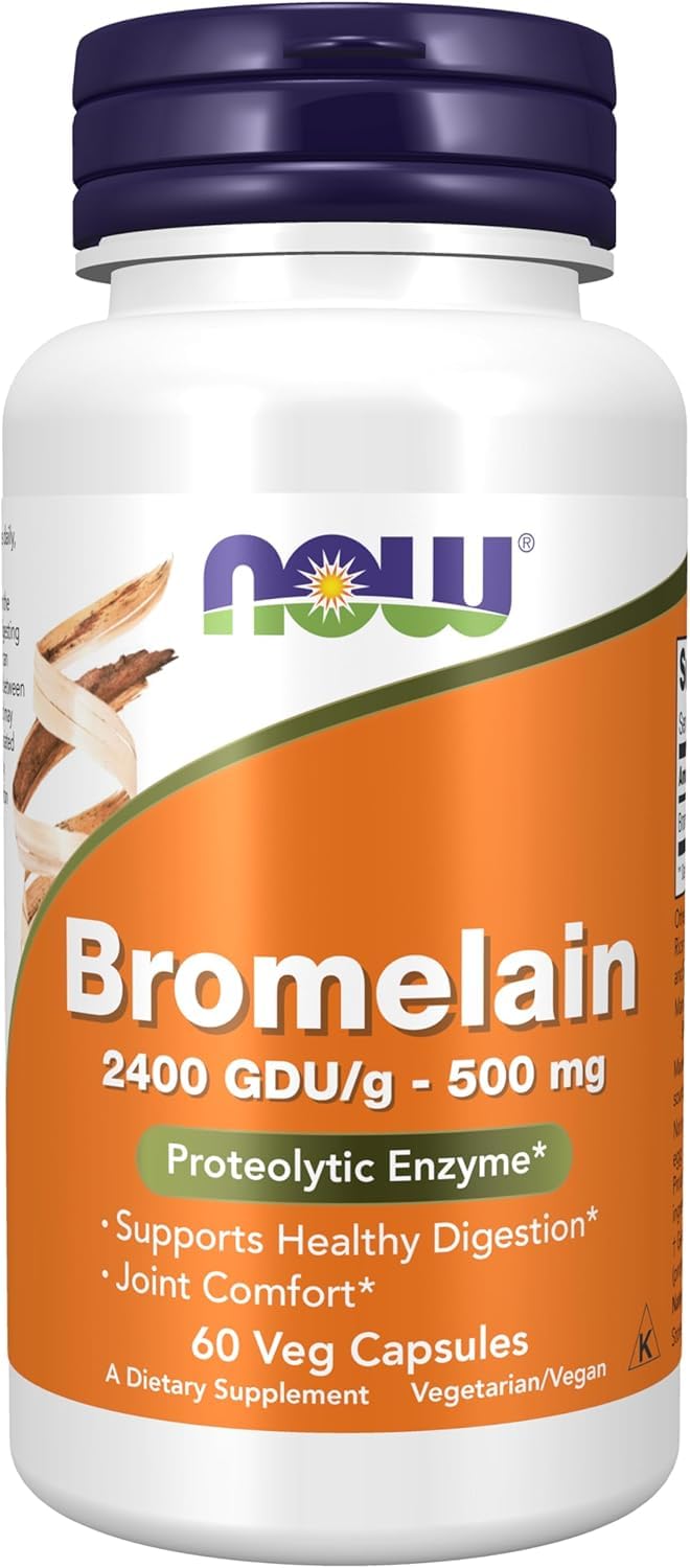 NOW potravinové doplnky, bromelaín 500 mg, 60 kapsúl