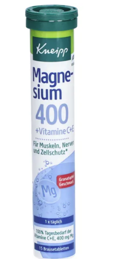 KNEIPP Magnesium 400+C+E šumivé tablety Balenie po 15 ks