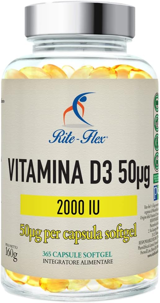 Rite-Flex vitamín D3 2000 IU 365 mäkkých gélových kapsúl exp:4/25