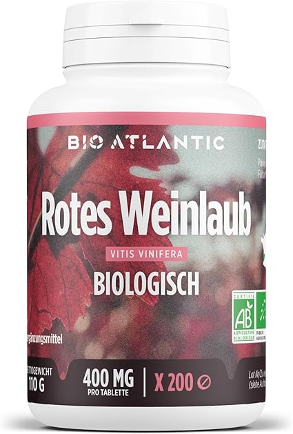 Bio Atlanitc Organické listy červeného viniča 400 mg – 200 tabliet Exp.: 2026+