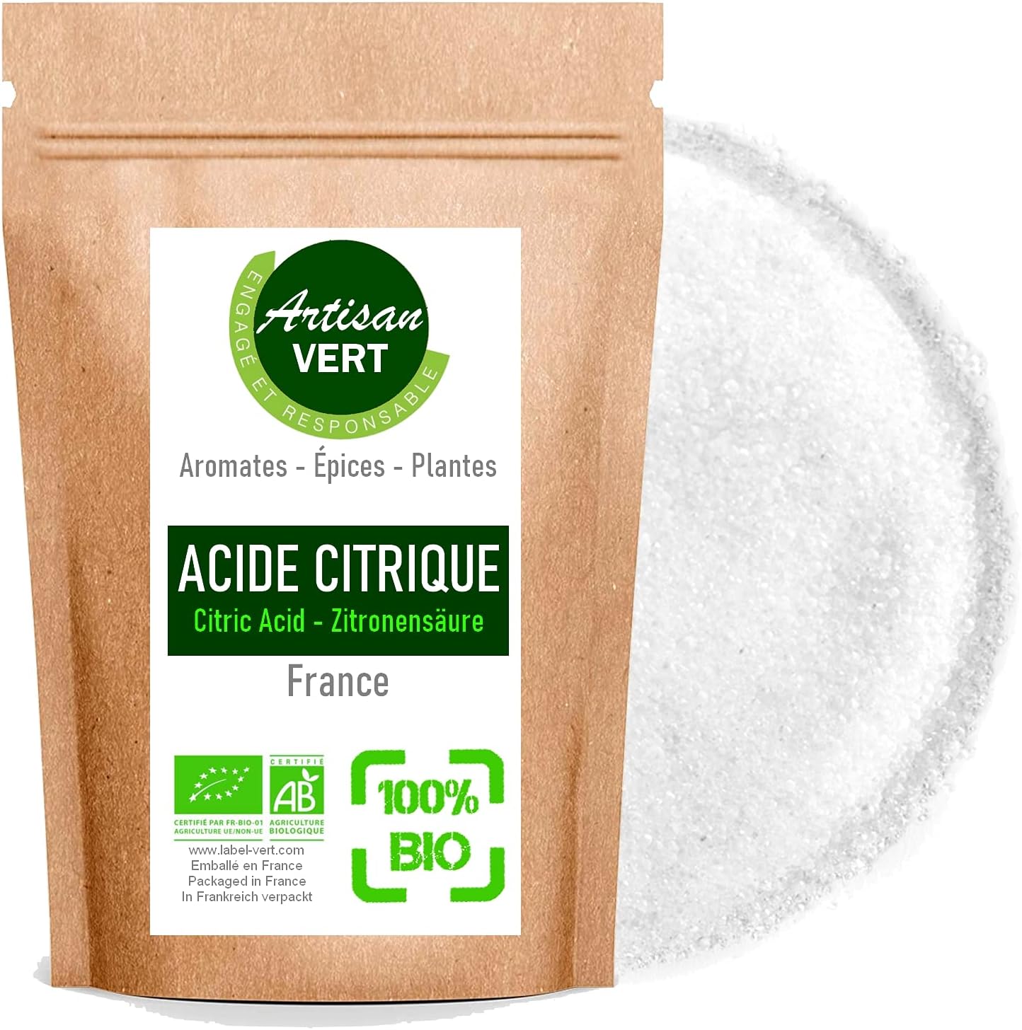 Artisan VERT BIO potravina Kyselina citrónová vrecúško 100g
