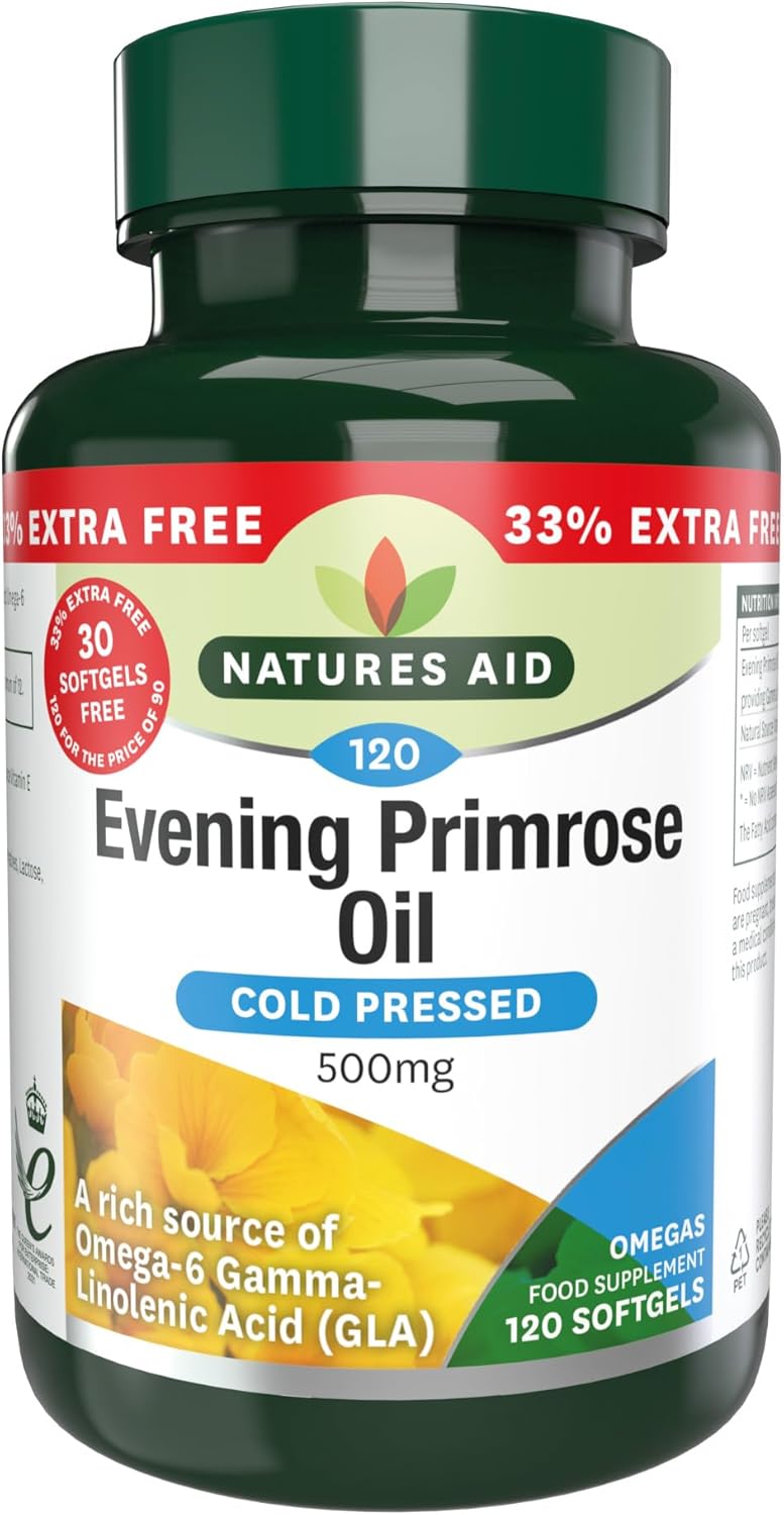 Natures Aid pupalkový olej, 500 mg, 120 mäkkých želé