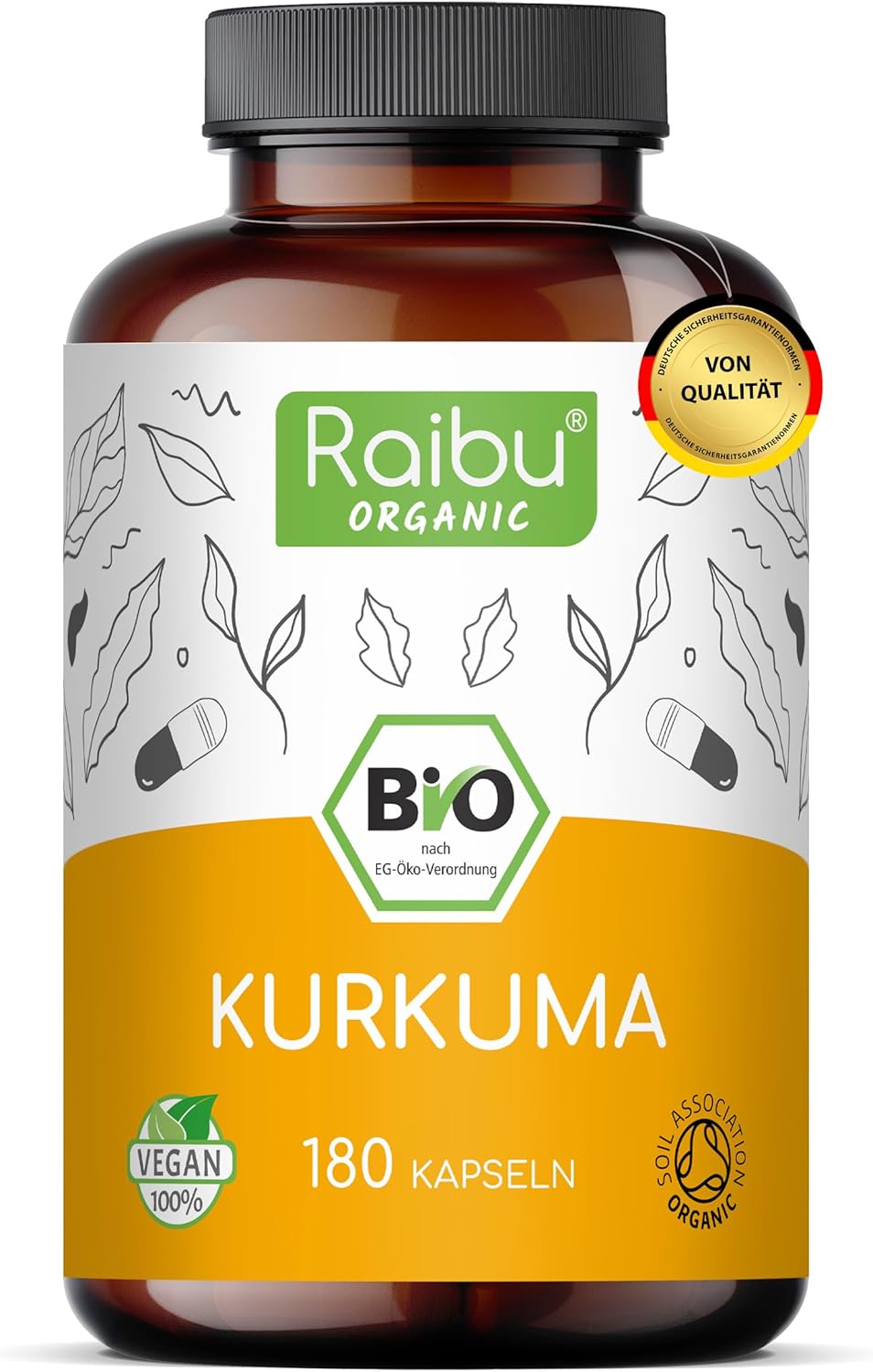 Raibu Organické kurkumové kapsuly Raibu, 180 ks