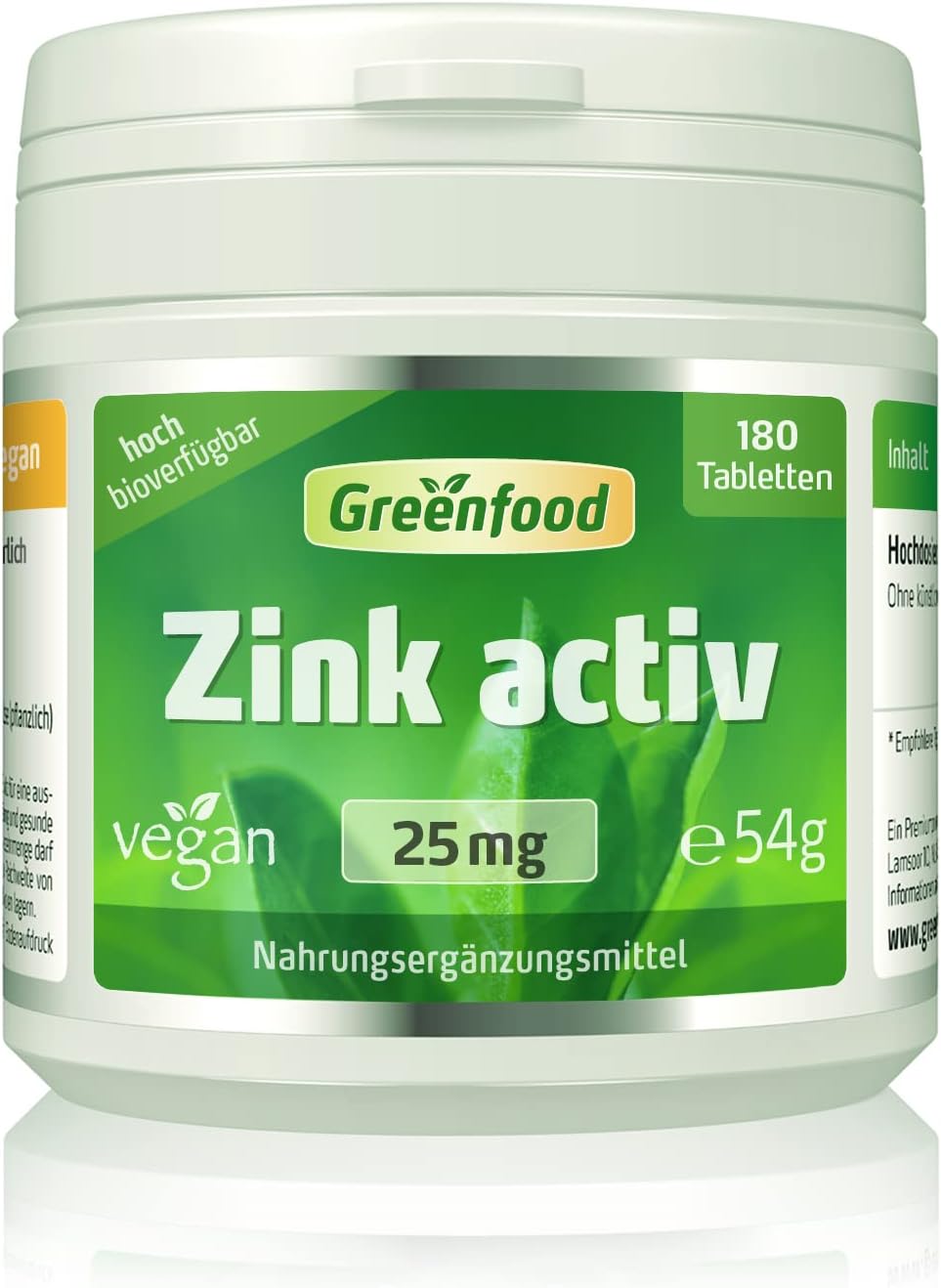 Greenfood Aktívne, 25 mg, zinkové tablety 180 ks