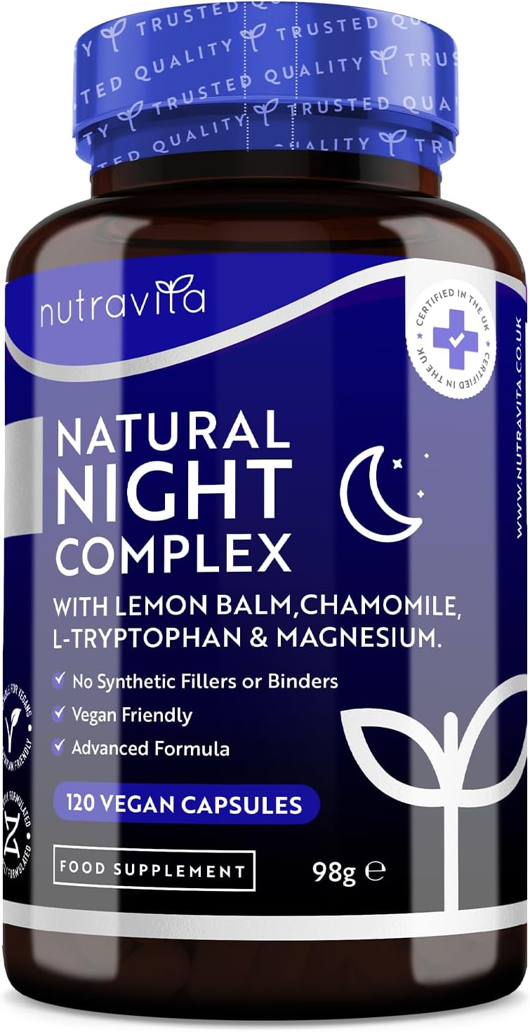Nutravita Prírodný nočný komplex – s medovkou, harmančekom, horčíkom, vitamínom B12 120 kapsúl