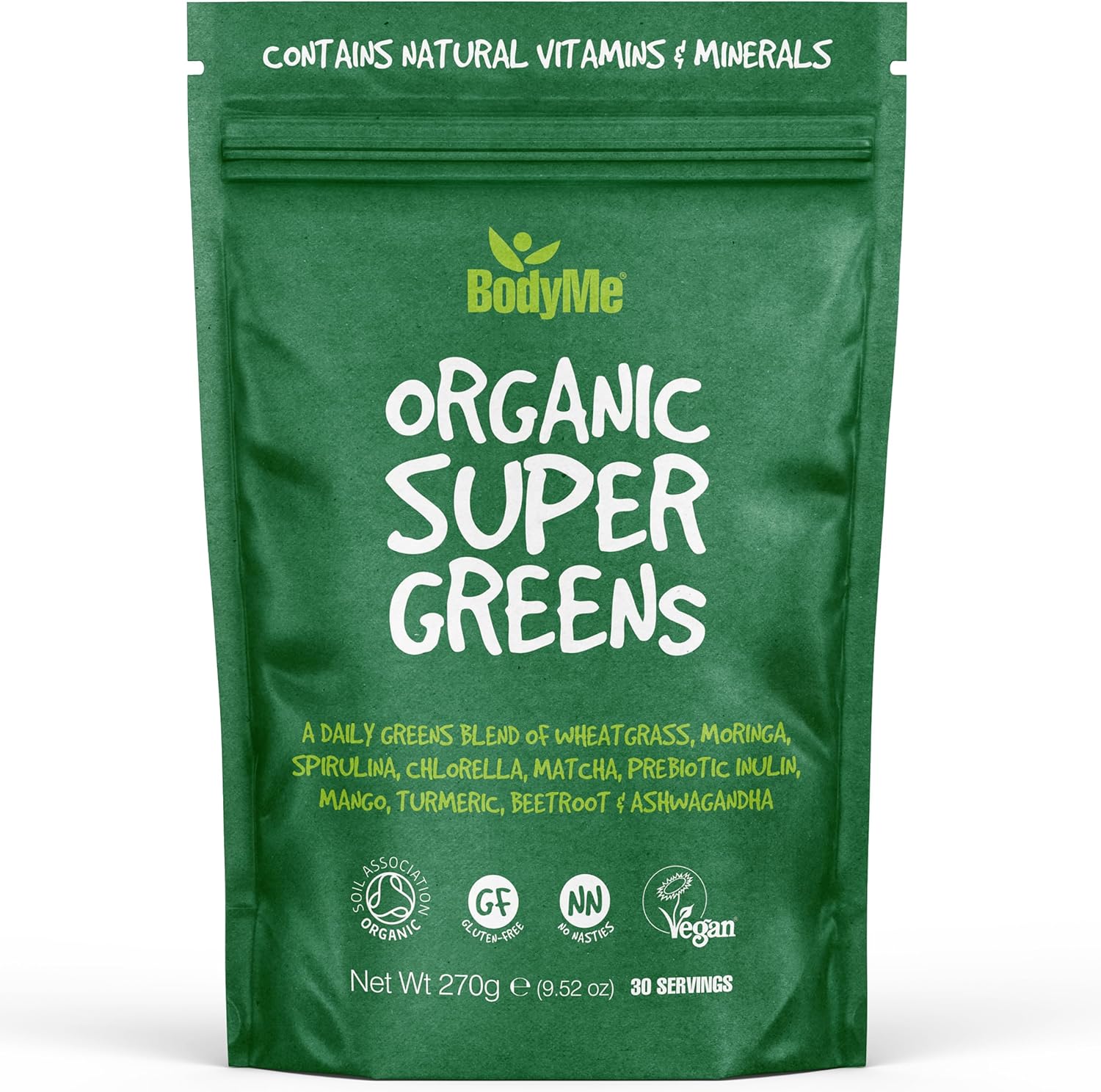 BodyMe Organic Super Greens prášok 270 g