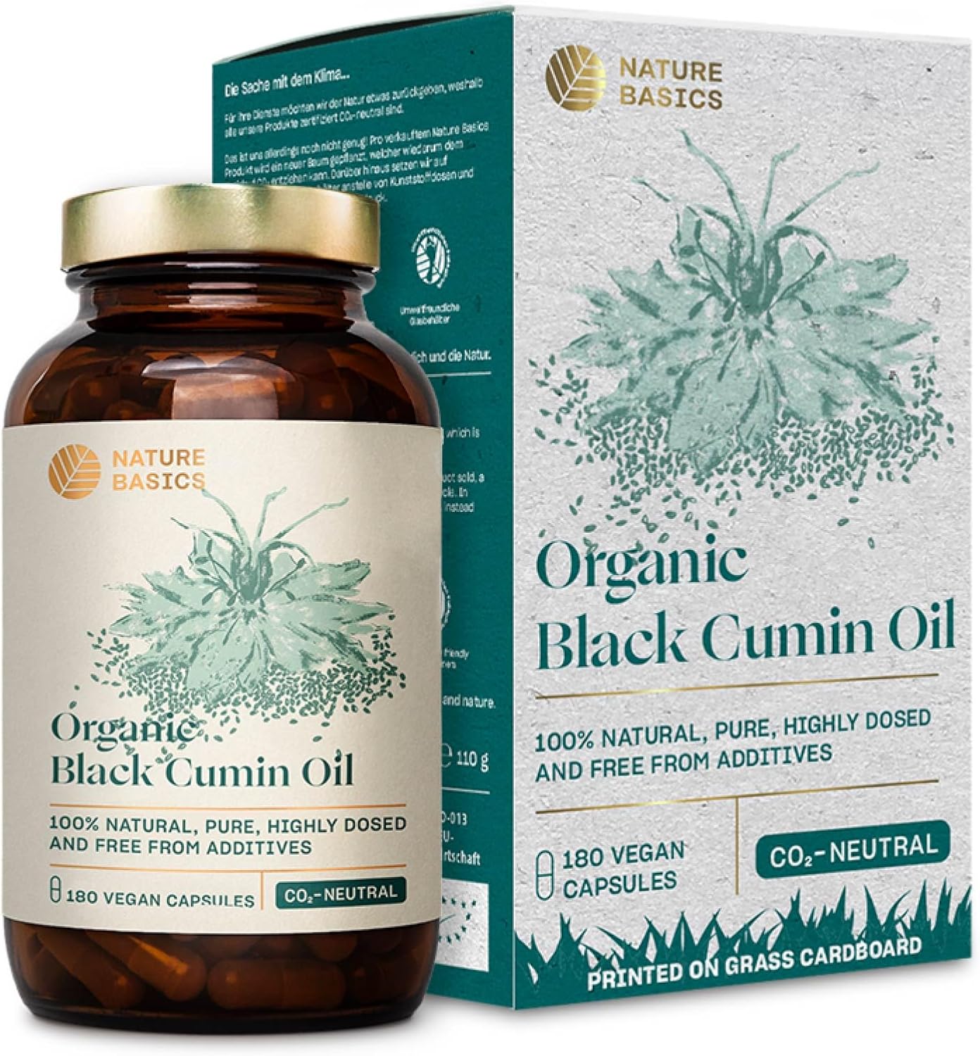 NATURE BASICS Organický olej zo semien čiernej rasce – 180 kapsúl