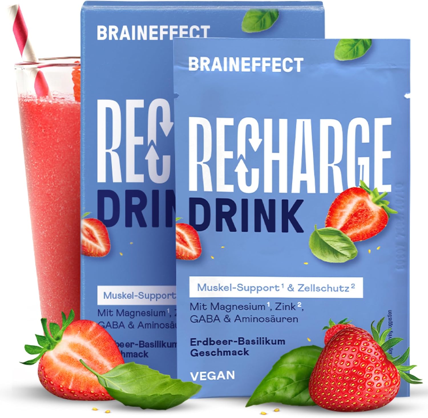 BRAINEFFECT RECHARGE Jahoda-bazalka 24 g vrecko, 15 ks-nekompletné balenie
