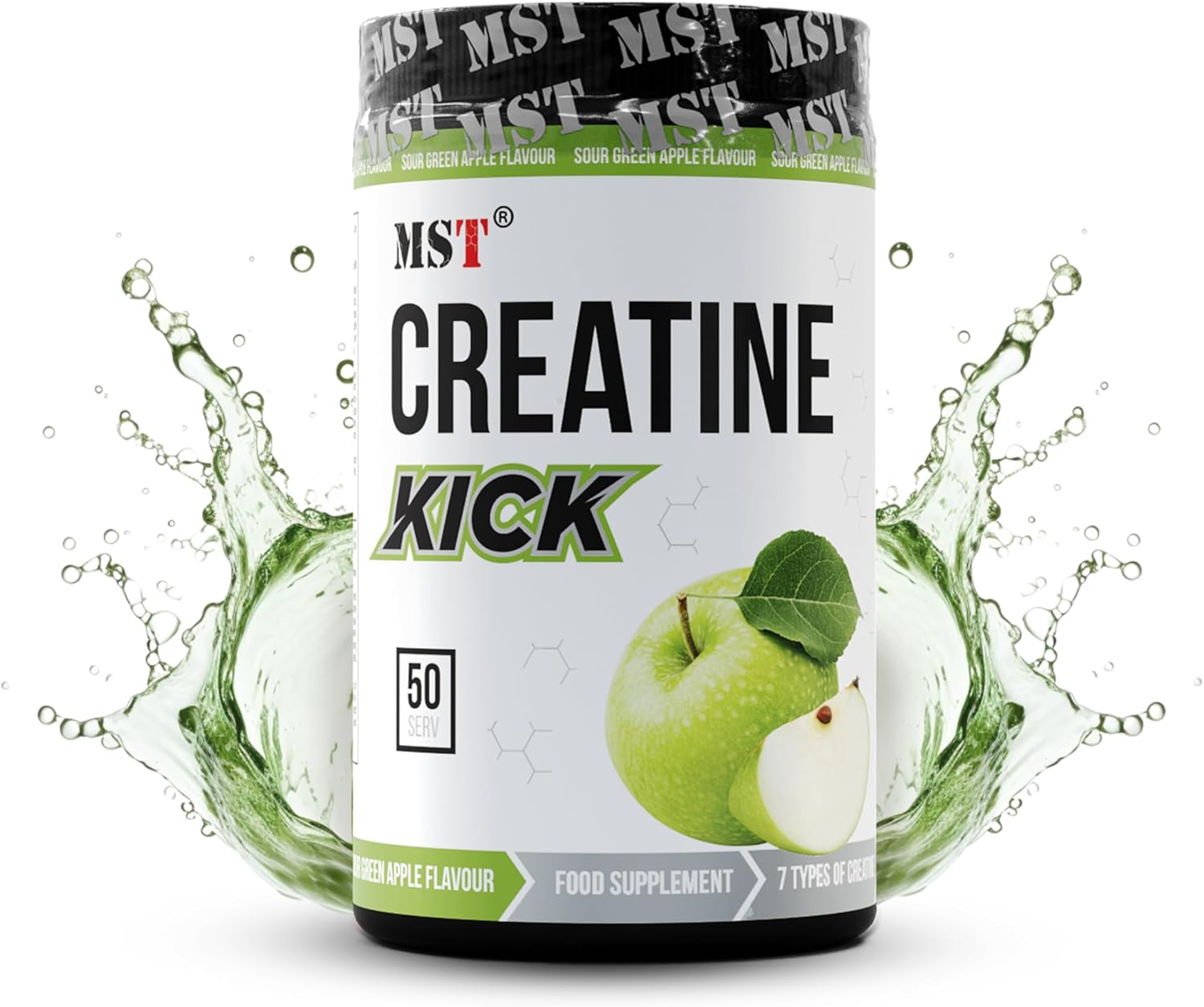 MST Creatine Kick 7v1 Kreatín zelené jablko 500 g