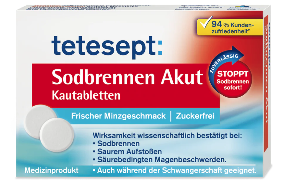 Tetesept akútne pálenie záhy 20 žuvacích tabliet