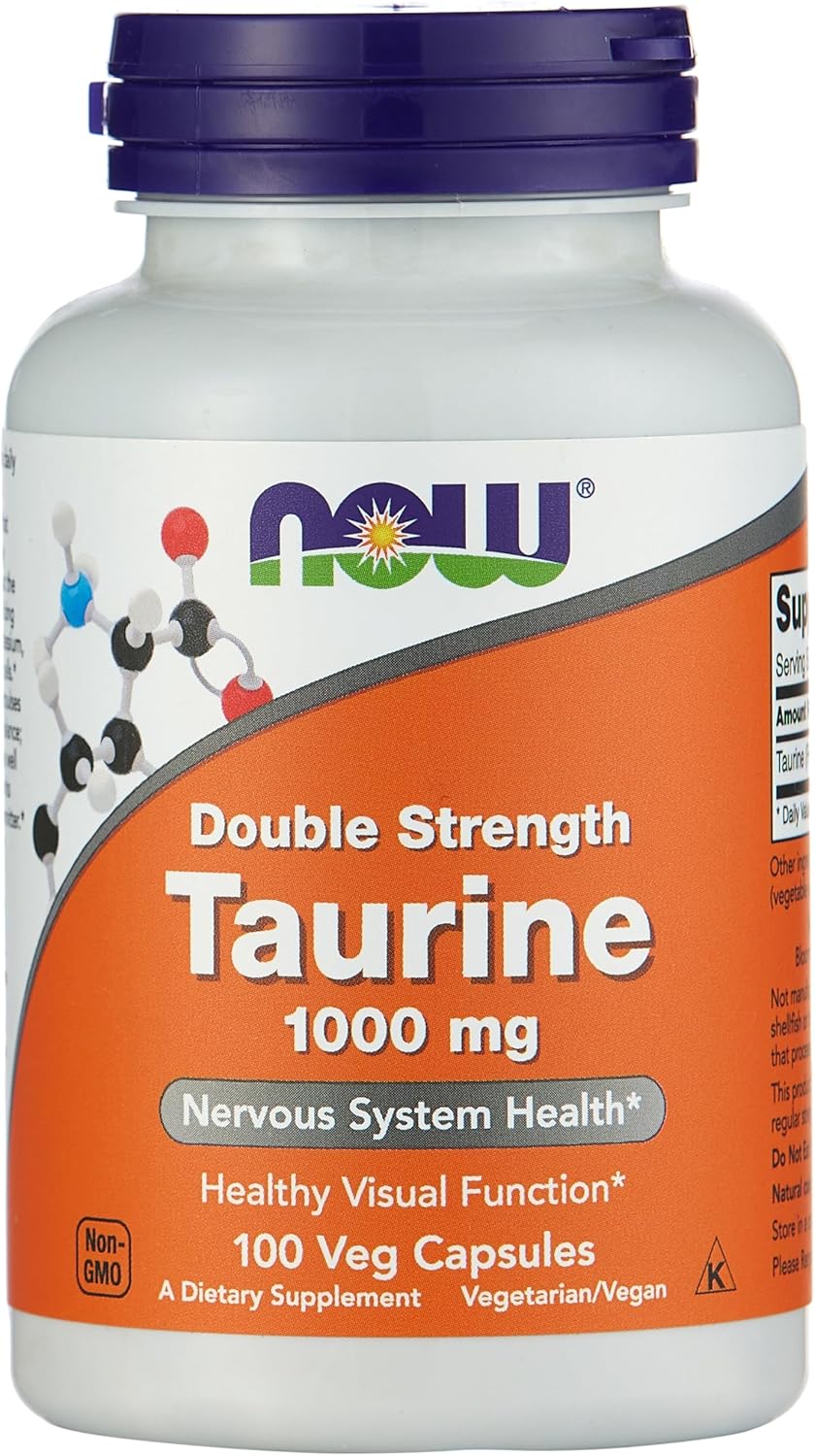 NOW Foods Dvojitá sila Taurín Zdravie nervového systému 1000 mg 100 kapsúl Exp.: 2026+