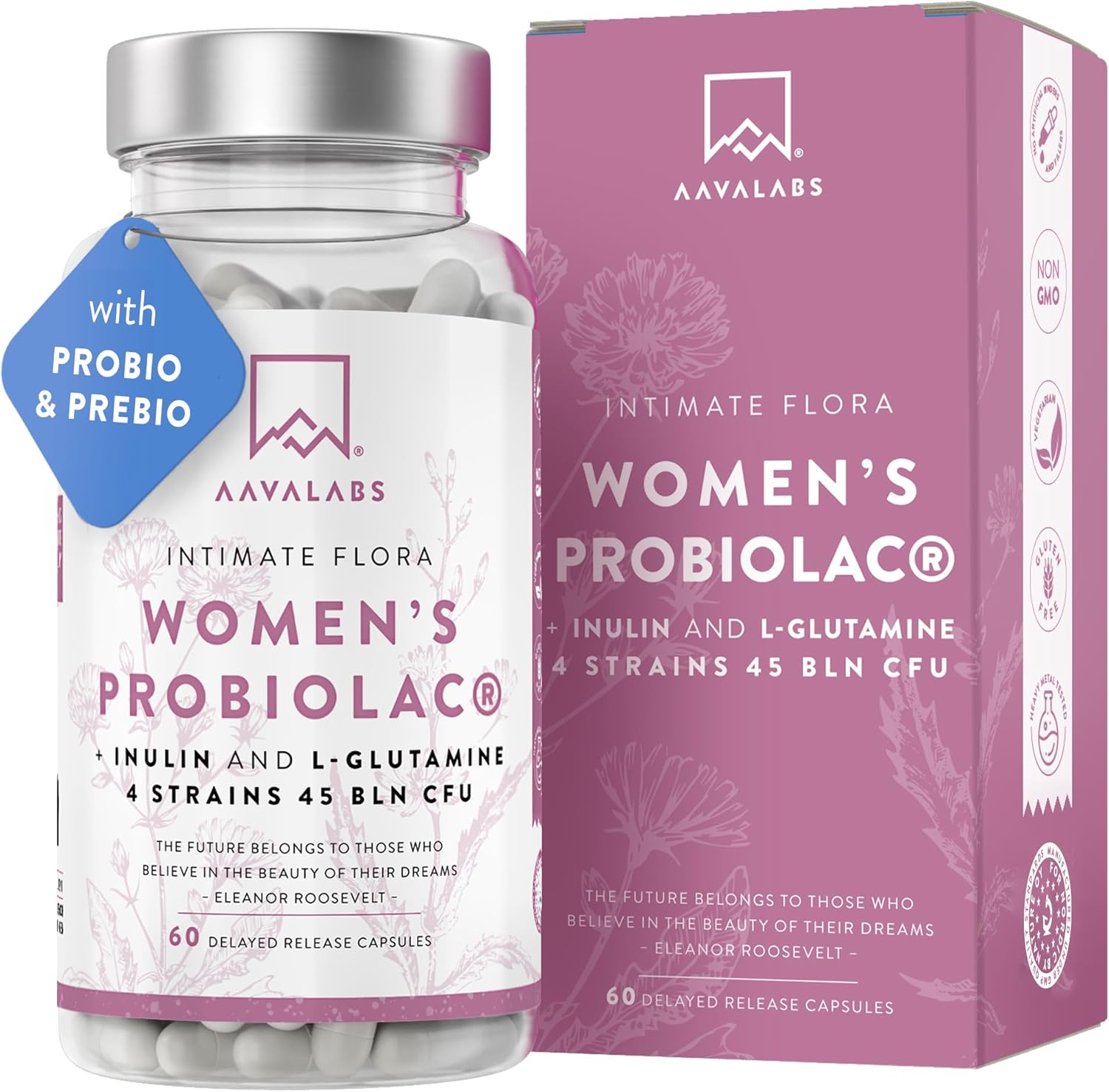 AAVALABS Women´s Probiolac so 4 rôznymi kmeňmi baktérií 60 kapsúl Exp.: 2026+