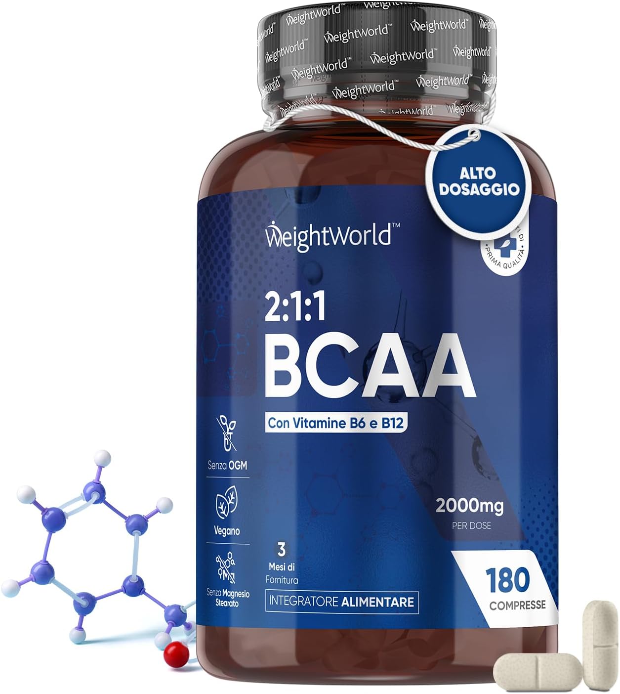 WeightWorld BCAA 2 1 1 Aminokyseliny s rozvetveným reťazcom 2000 mg 180 tabliet Exp.: 2026+