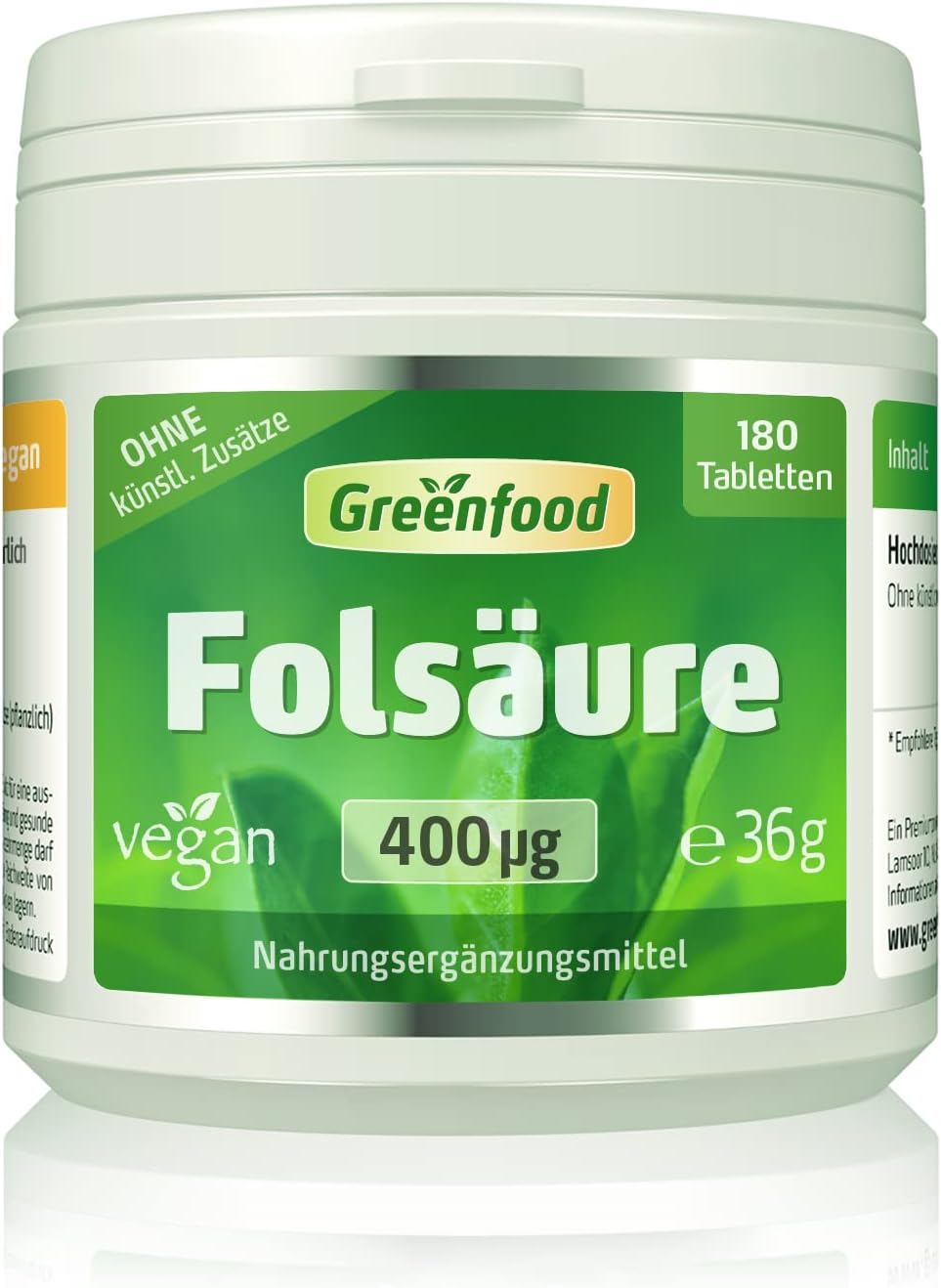 Greenfood Folsäure Kyselina listová, 400 mcg 180 tabliet Exp.: 2026+