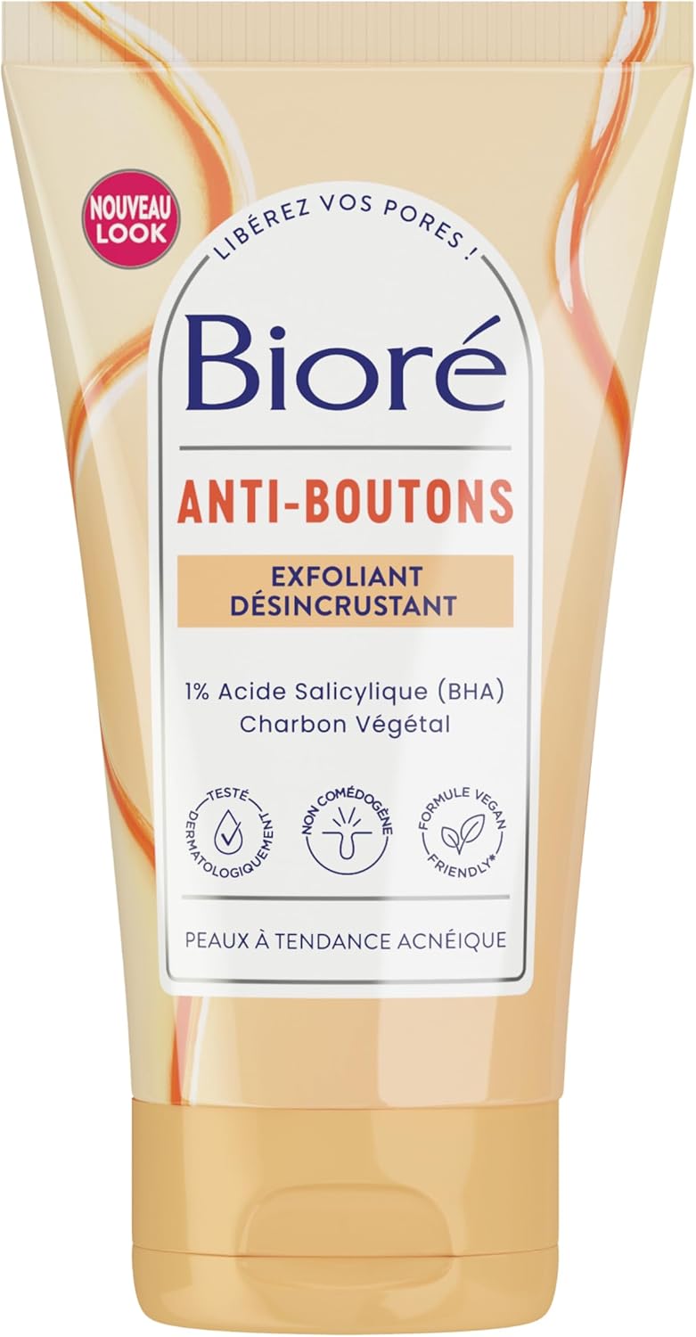 Biore Exfoliačný peeling proti škvrnám s aktívnym uhlím + kyselina salicylová 125 ml