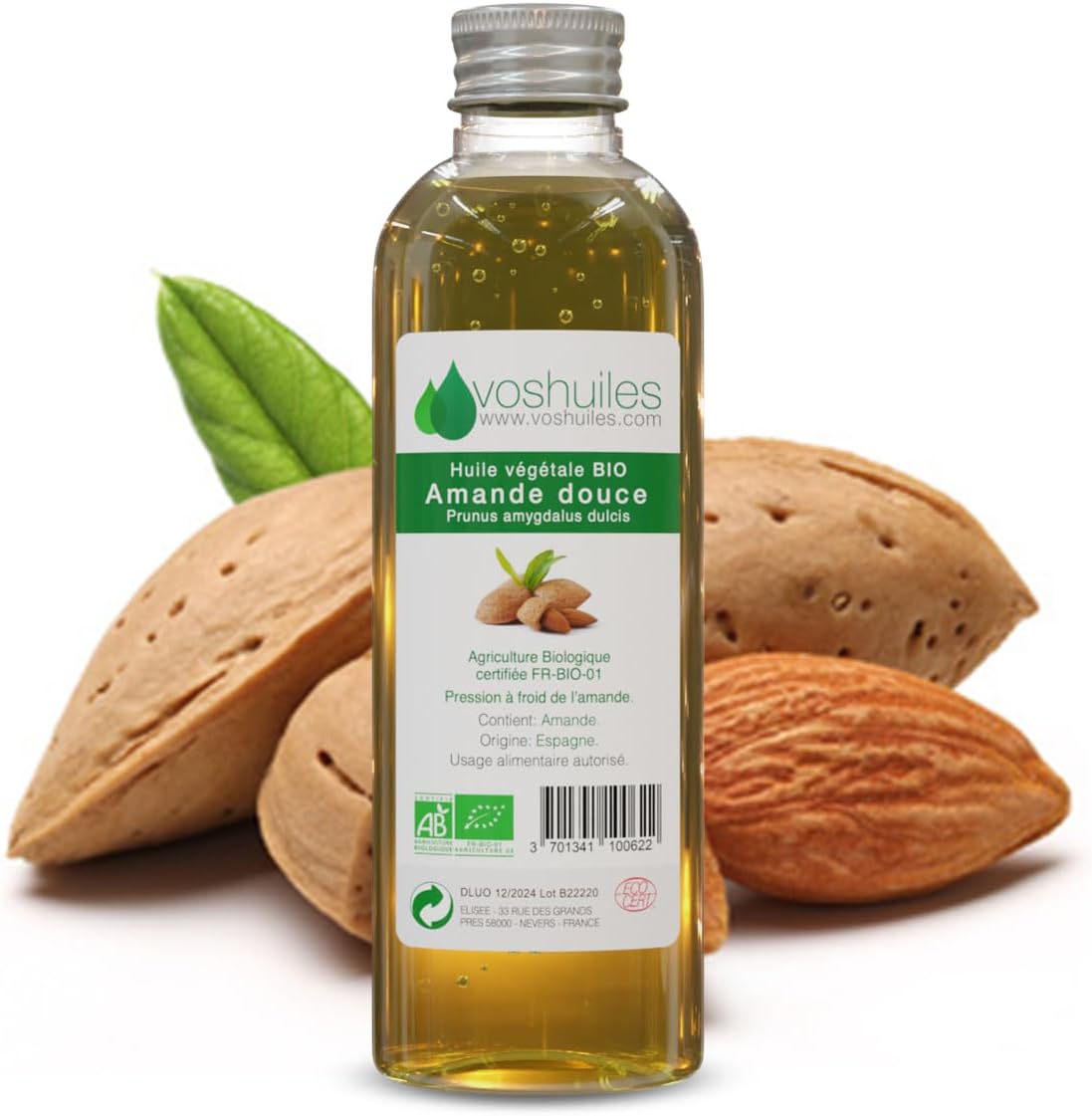 Voshuiles Organický rastlinný olej zo sladkých mandlí - 250 ml