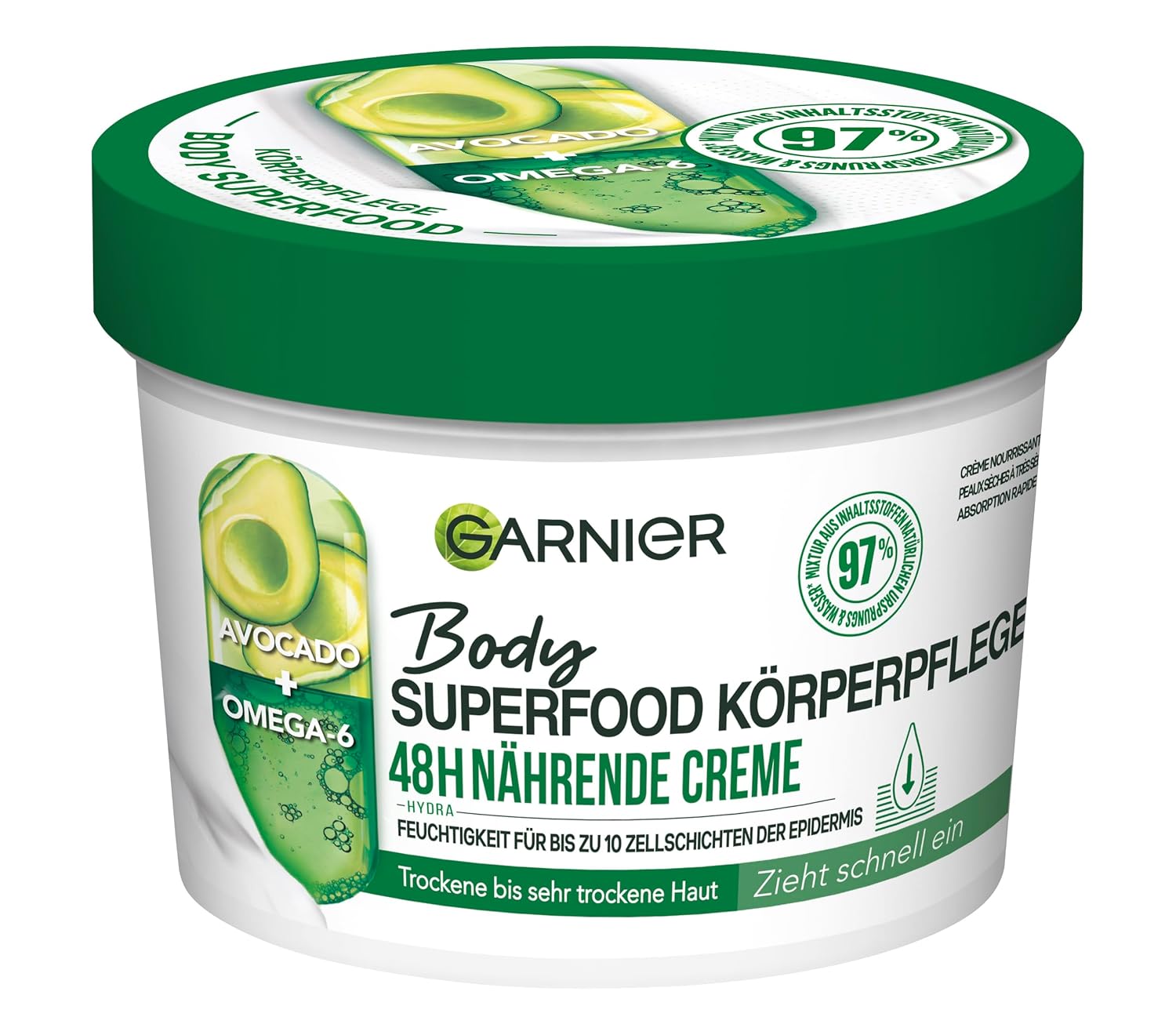 Garnier Telové maslo s avokádom a Omega 6 pre suchú pokožku 380 ml