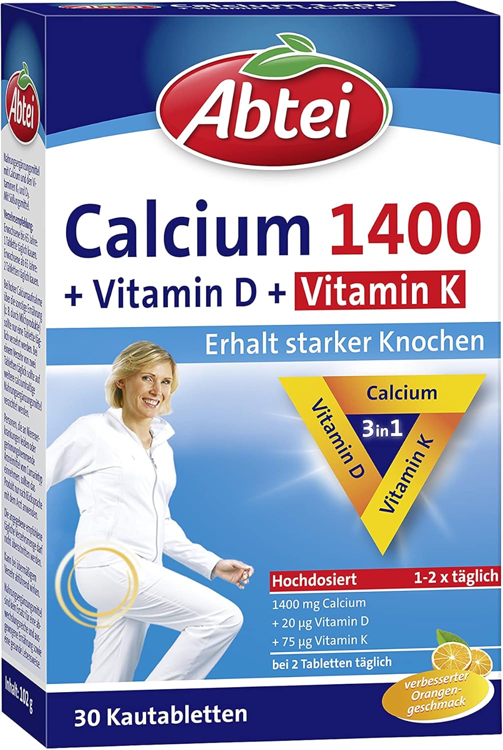 Abtei Calcium 1400 + D + K 30 žuvacích tabliet-nekompletné 20 ks
