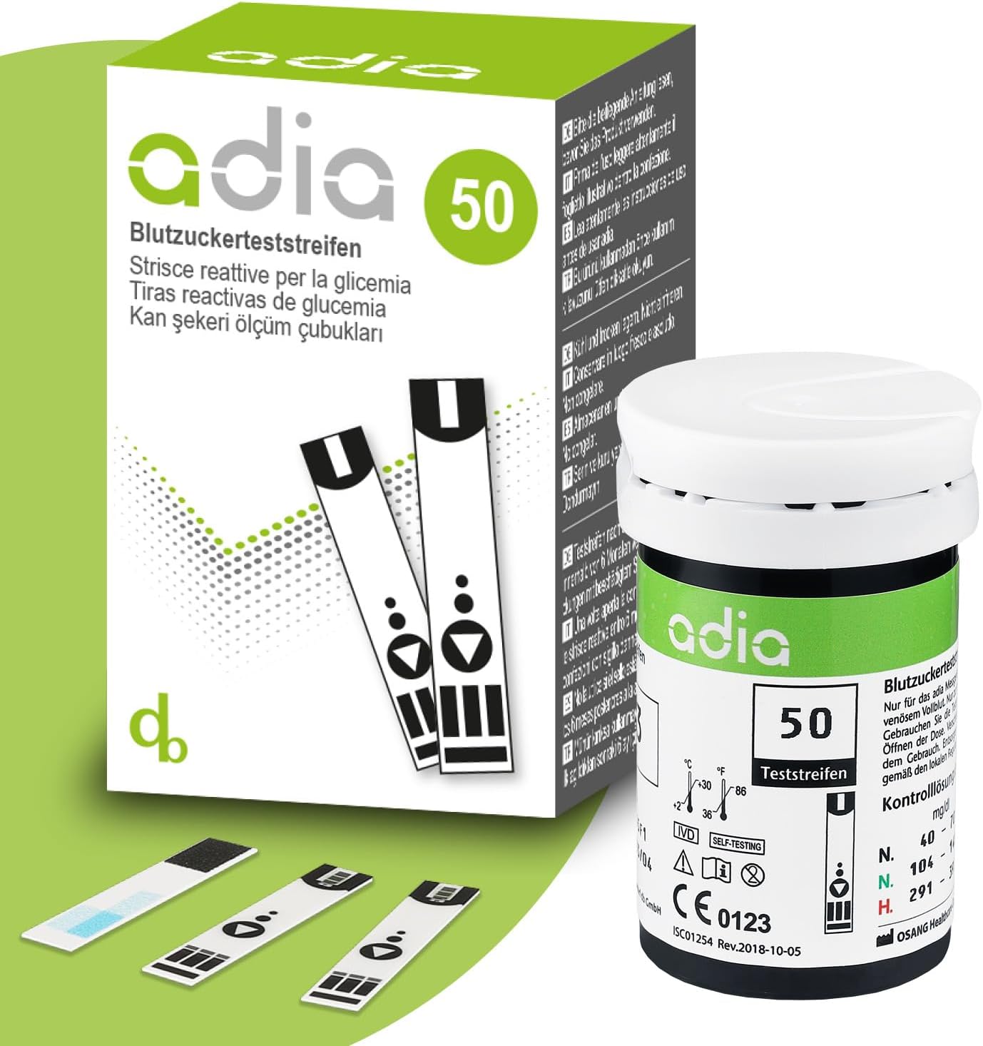 adia testovacie prúžky na meranie hladiny glukózy v krvi – balenie 50 kusov-exp:9/25
