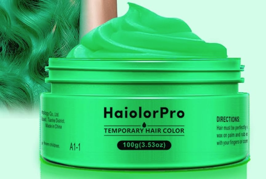 HaiolorPro Dočasné farbenie vlasov voskom Zelená 100g-mierne poškodená krabica