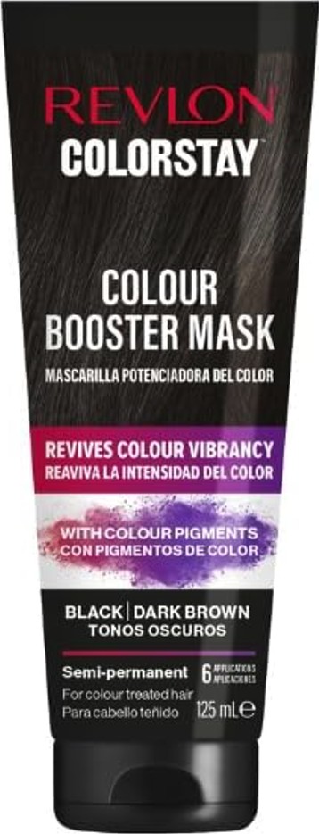 Revlon Colorstay Color Boosting Mask, stimuluje intenzitu farby, 125 ml, čierna – tmavohnedá
