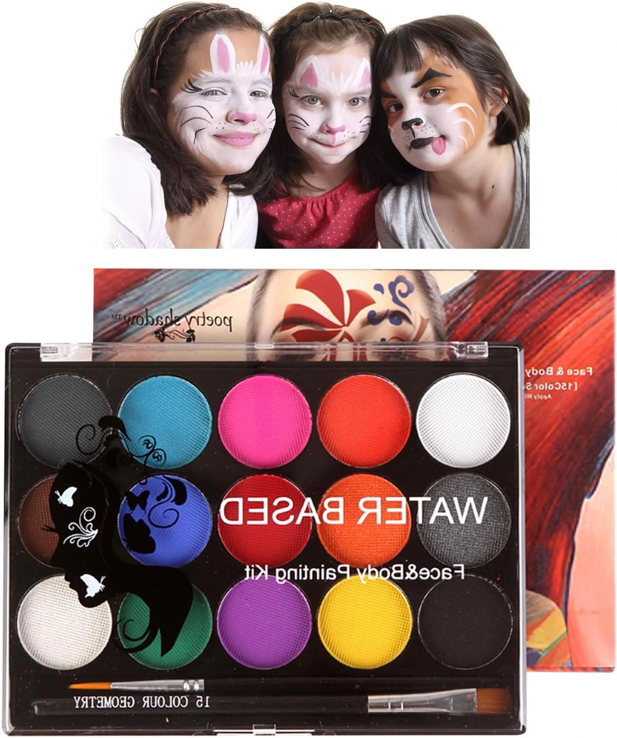 Iné Water based Body Painting Kit na maľovanie na tvár 15 farieb na vodnej báze