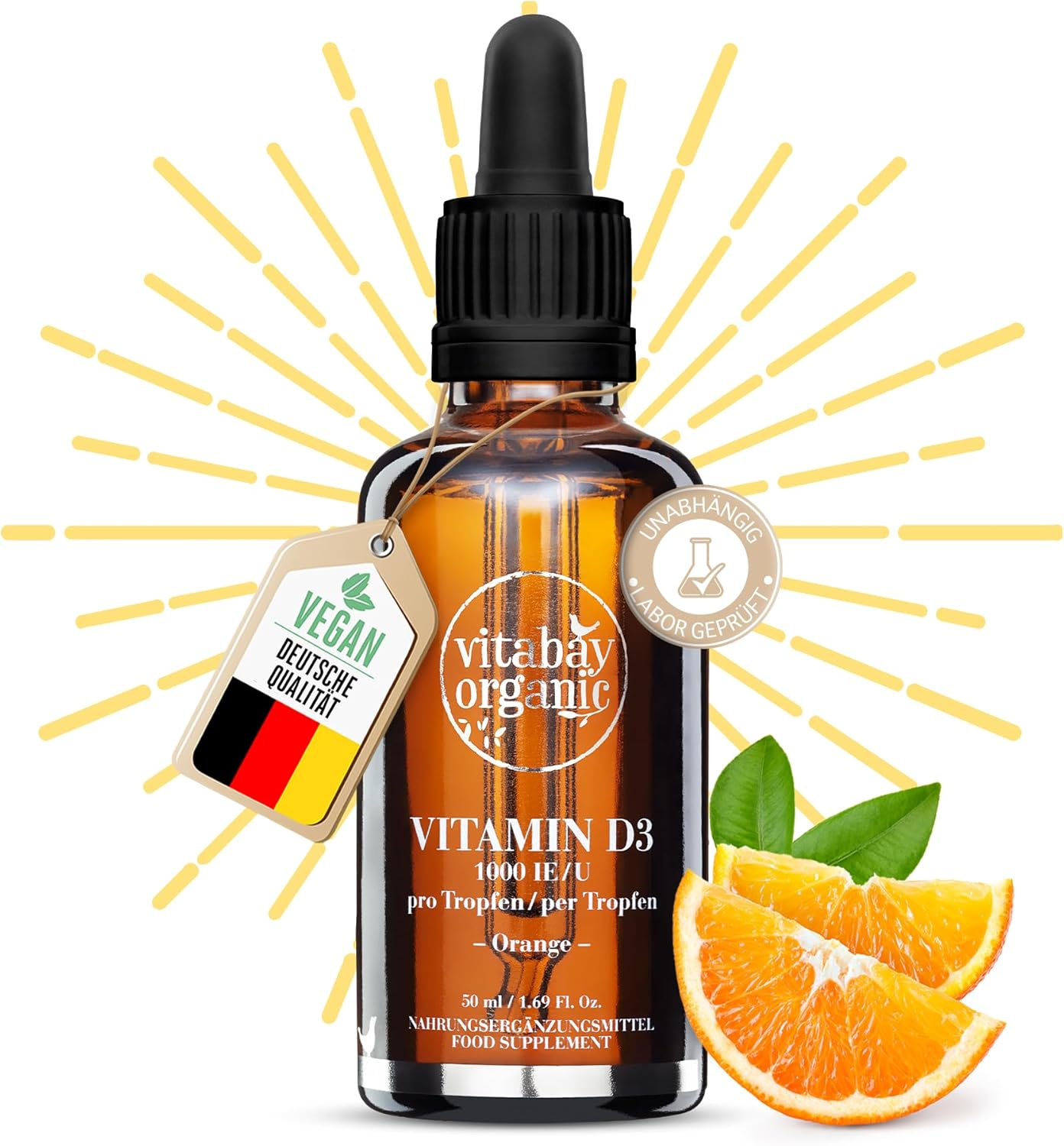 Vitabay Vitamín D3 kvapky 1000 ie pomarančová príchuť 50 ml Exp.: 2026+