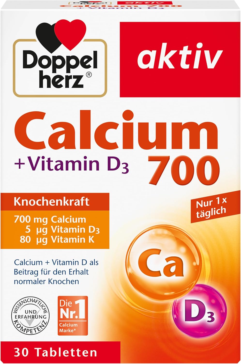 Doppelherz Calcium 700 + Vitamín D3 - Vápnik 30 tabliet Exp.: 2026+
