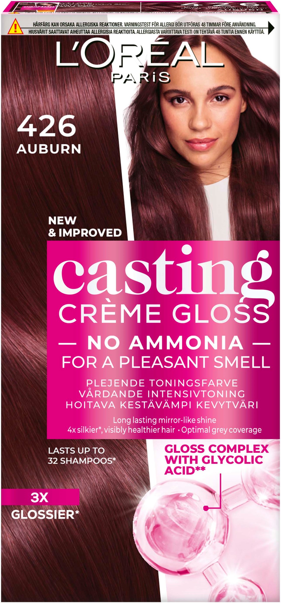 L'Oréal Paris Casting Cream Gloss farba na vlasy - 426 Auburn gaštanová-poškodená krabica