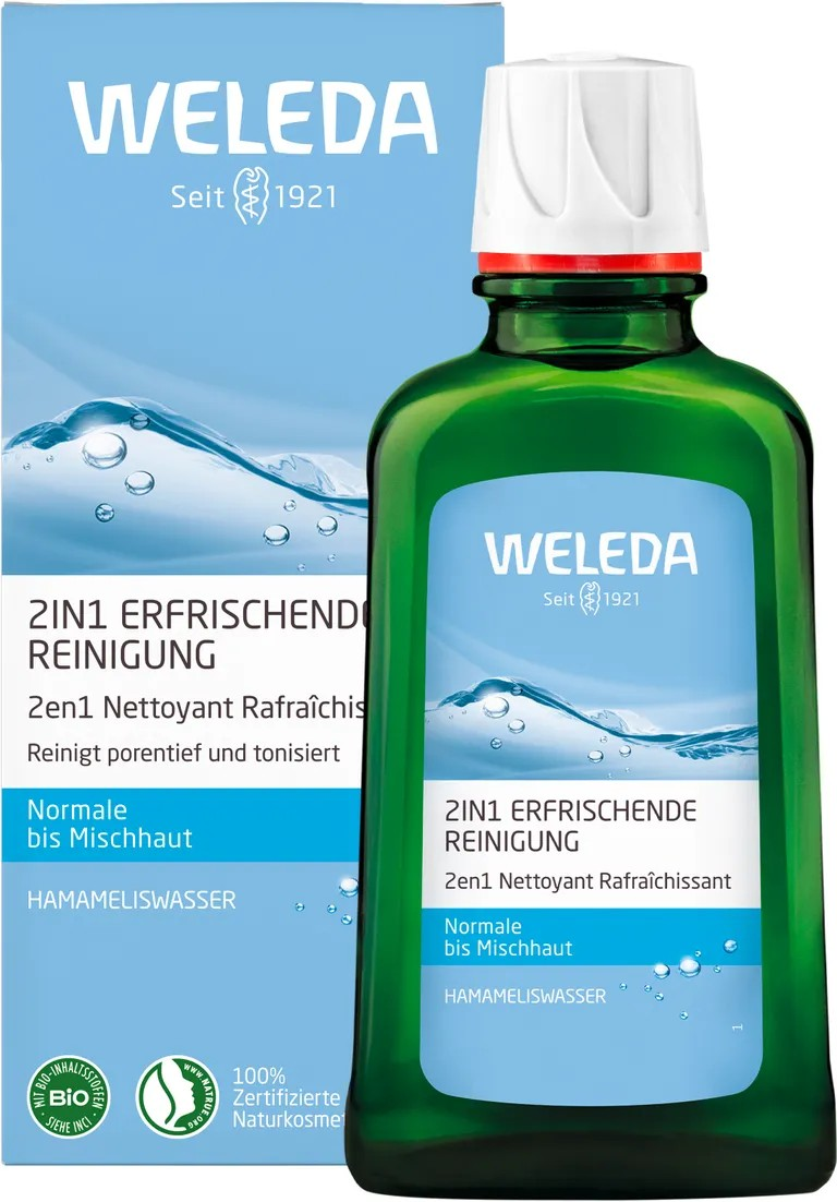 Weleda 2v1 Osviežujúci čistiaci prípravok - zbavuje pleť nečistôt a make-upu, zjemňuje textúru pleti, 100ml