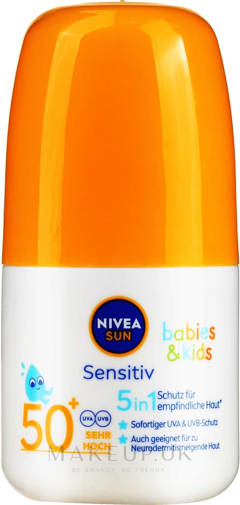 NIVEA SUN Detské mlieko na opaľovanie v guľôčke Sensitive OF 50+, 50 ml