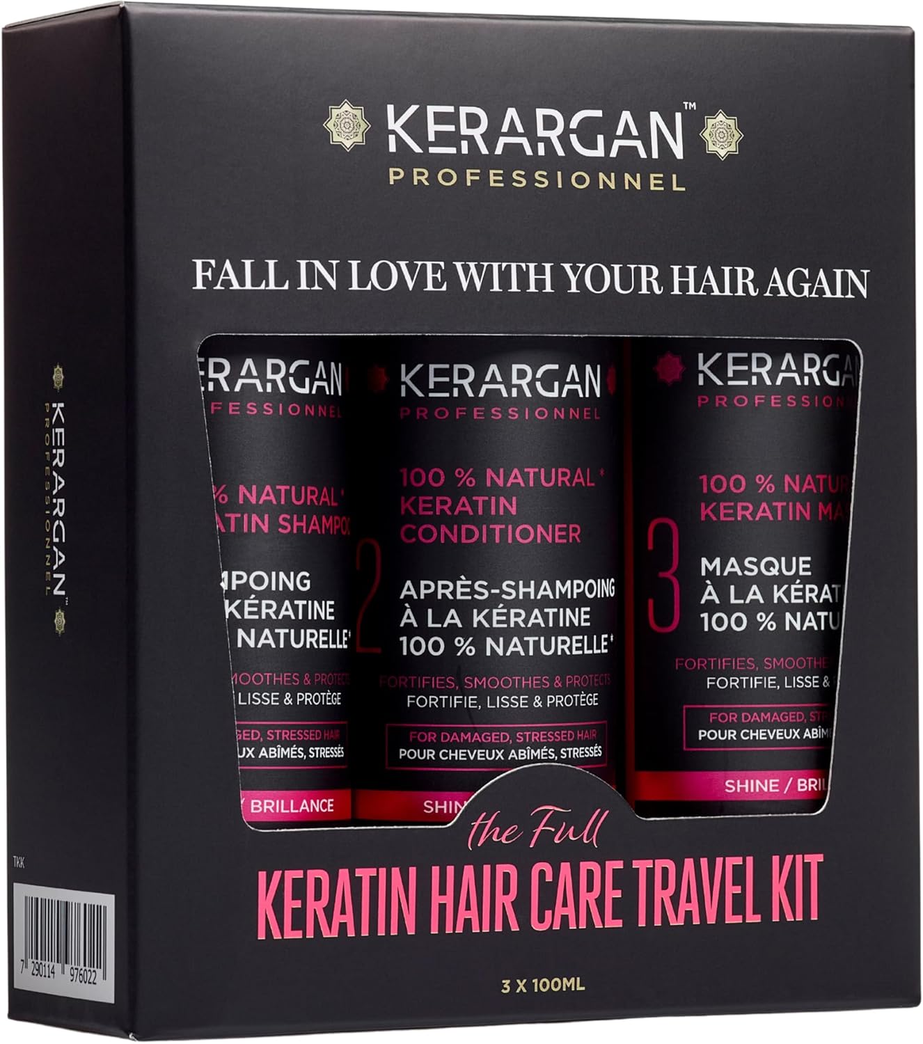 Kerargan - Cestovná sada s keratínovým šampónom, kondicionérom a maskou 3x100 ml
