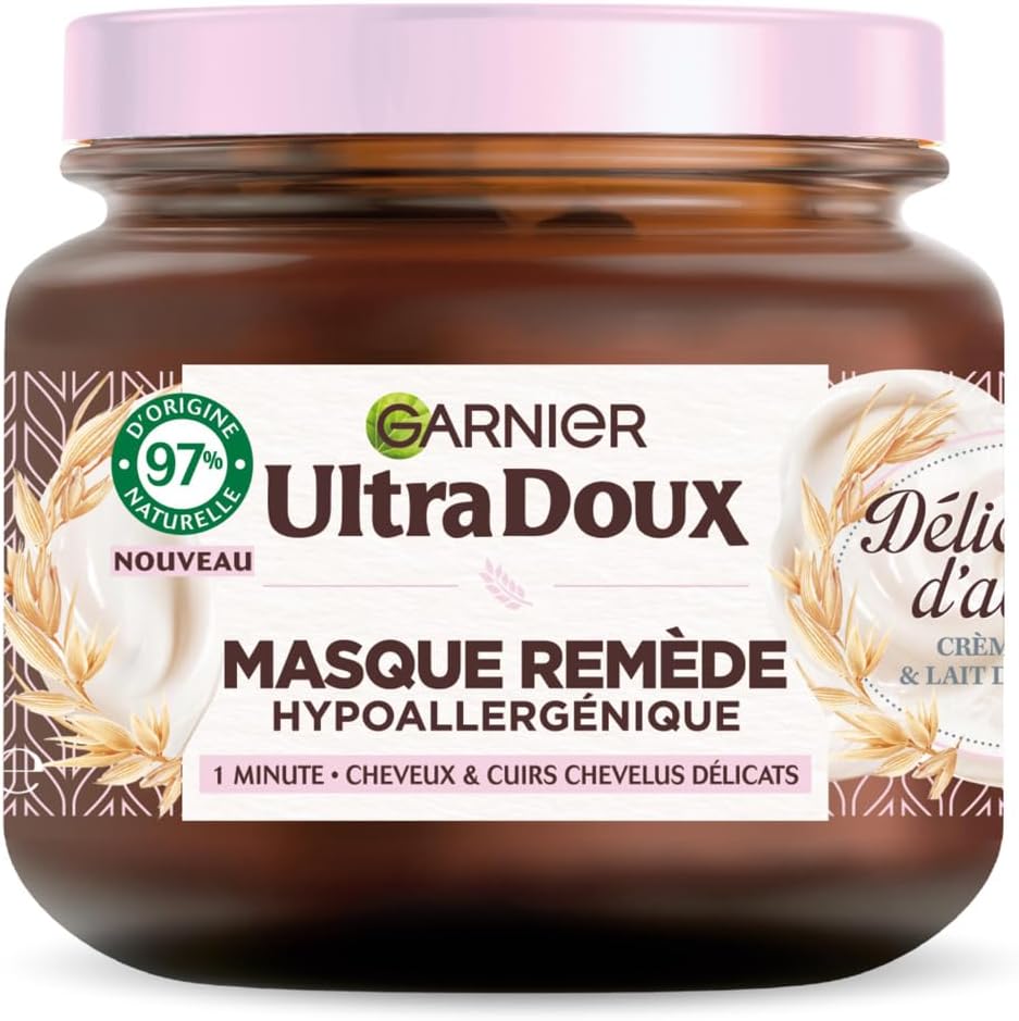 Garnier Ultra Doux - Hydratačná a hypoalergénna maska ​​- Ovsený krém s mliekom a ryžou 340 ml