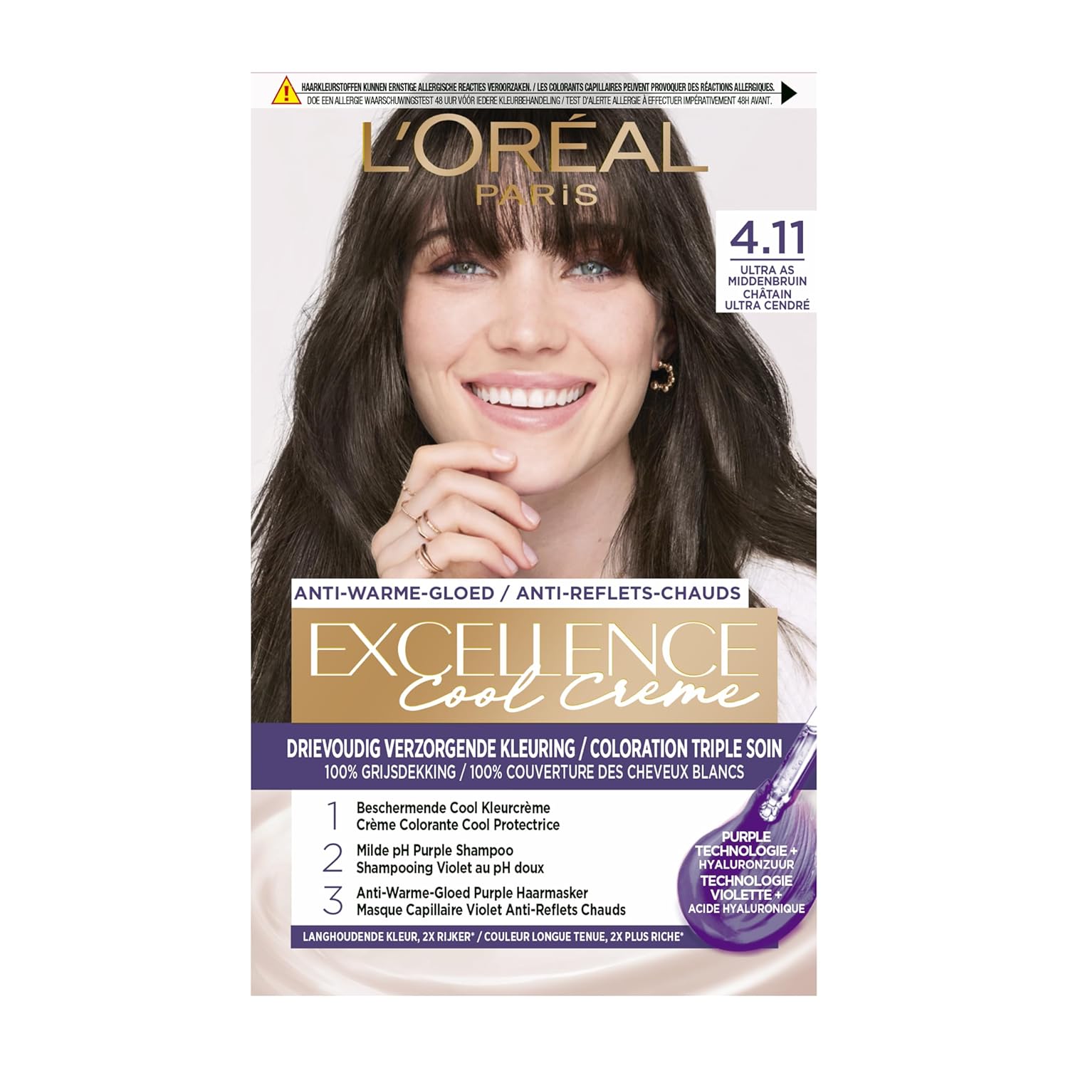 L'Oréal Paris - Excellence Cool Creme - 4.11 Ultra popolavo hnedá - poškodená krabica