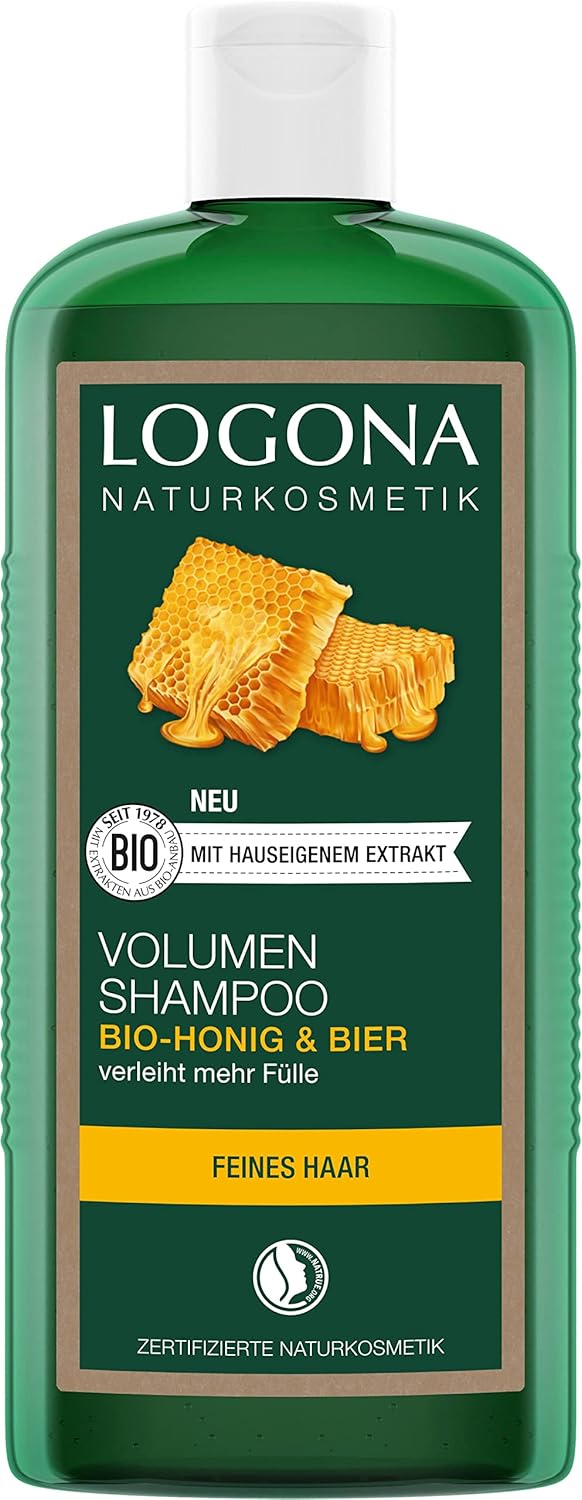 LOGONA Naturkosmetik objemový šampón, pivo a bio med 500 ml