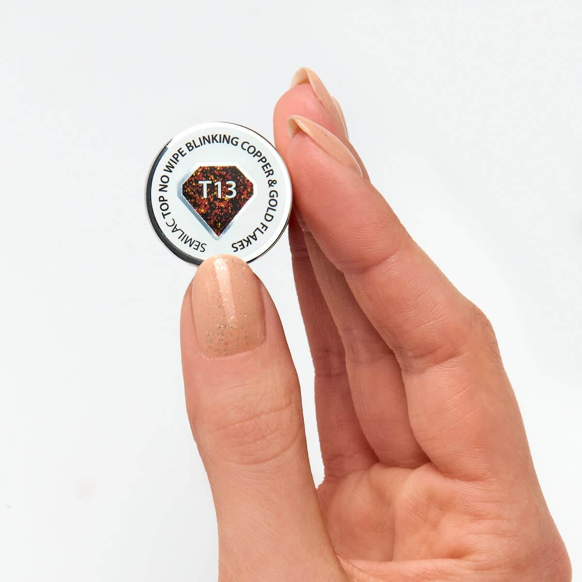 T13 SEMILAC TOP NO WIPE - BLINKING COPPER & GOLD FLAKES 7ML