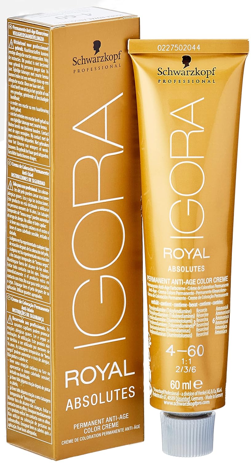 Schwarzkopf Igora Royal Absolutes Permanentná farba proti starnutiu 4-60-poškodená krabica