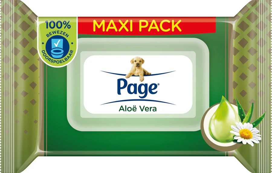 Vlhčený toaletný papier Page Aloe Vera, 74 ks