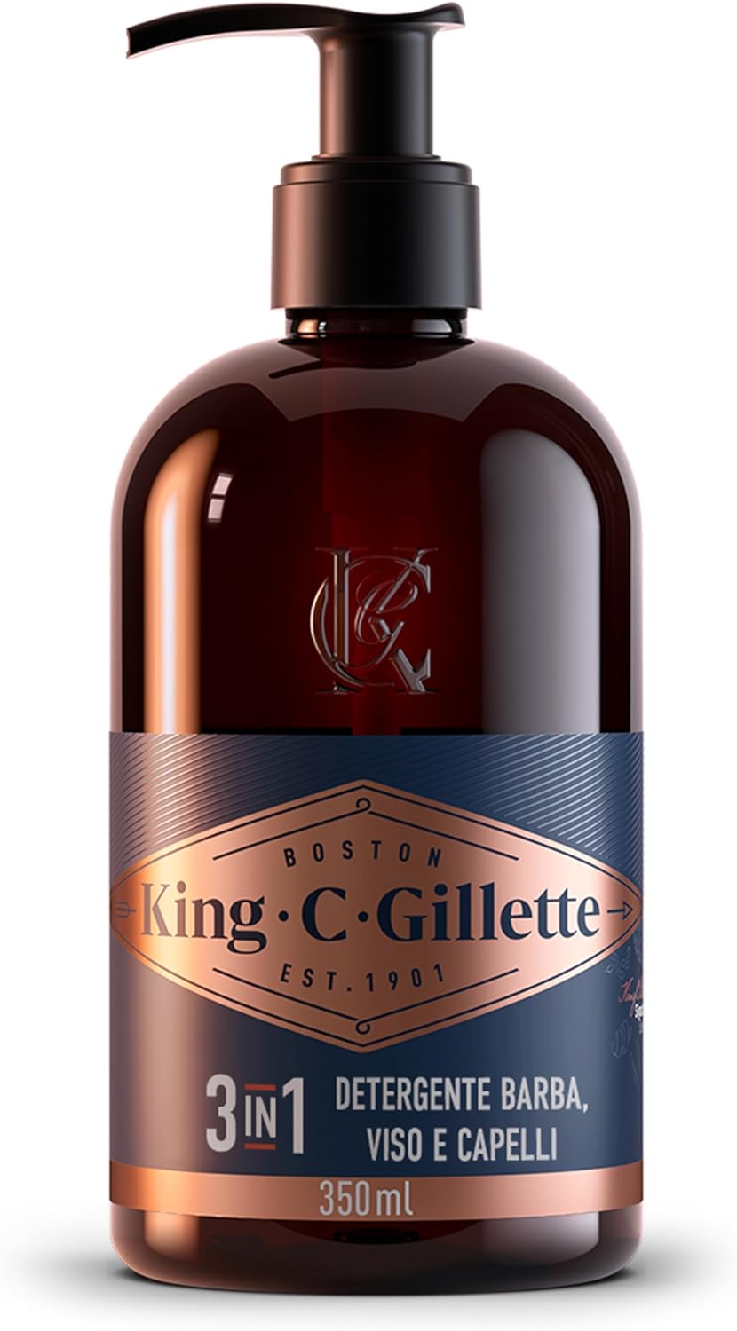 King C. Gillette 3 v 1 PÁNSKY ČISTIACI PROSTRIEDOK NA TVÁR, Mydlo na bradu, tvár a vlasy, 350ml
