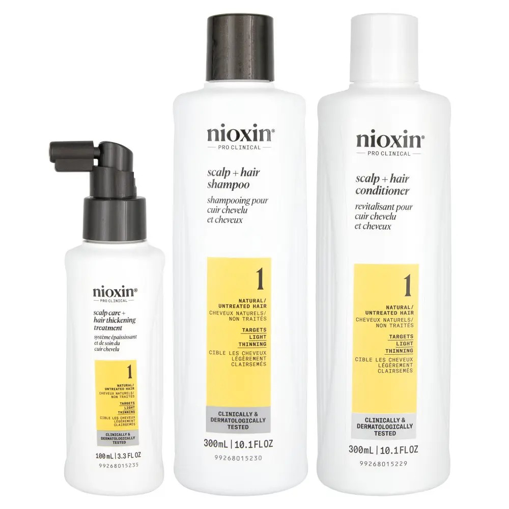 Nioxin Pro Clinical System 1 súprava prírodných a ľahkých rednúcich vlasov 3 ks