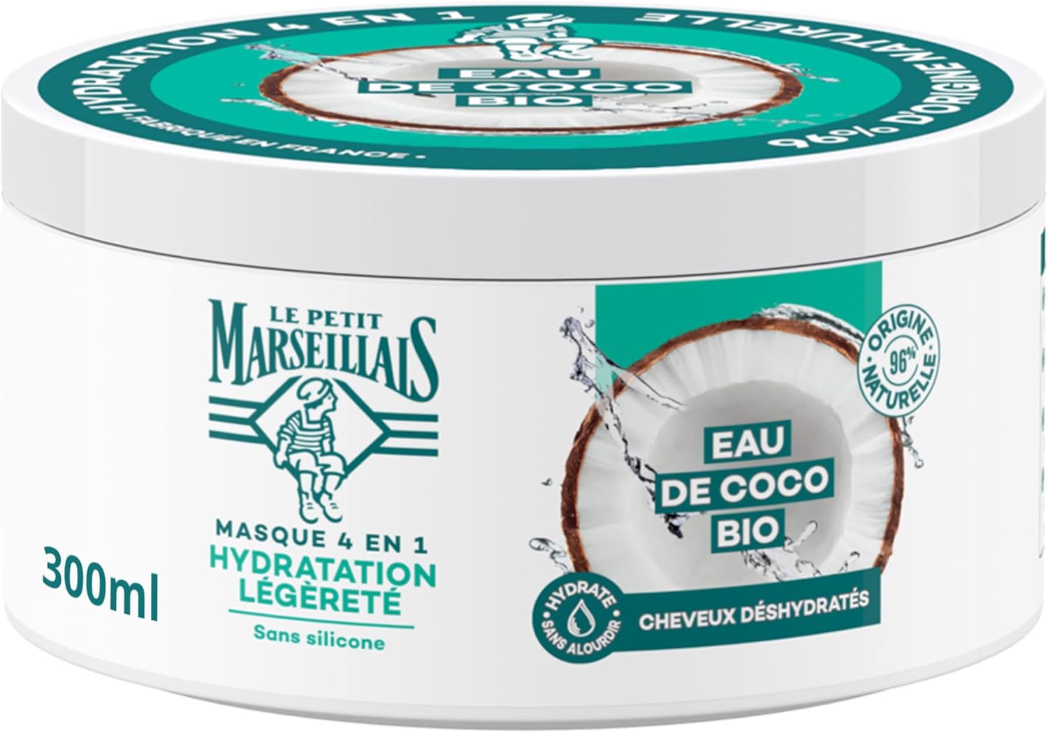 Le petit marseillais Le Petit Marseillais, Organická kokosová voda Ľahká hydratačná maska 4 v 1 na vlasy, 300ml